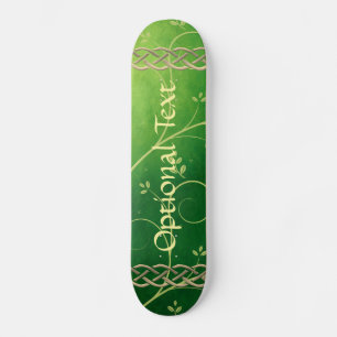 Celtic Green Knots & Leaves Skateboard