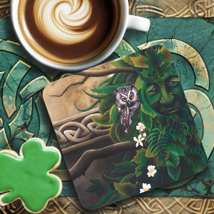 Celtic Green Man Owl Coaster