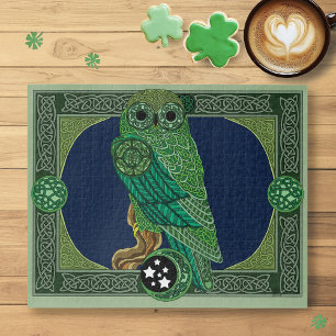 Celtic Green Owl Jigsaw Puzzle