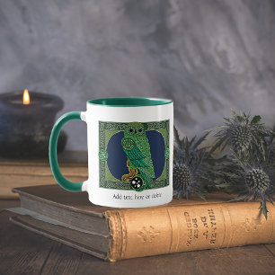Celtic Green Owl Mug