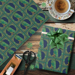Celtic Green Owl Wrapping Paper
