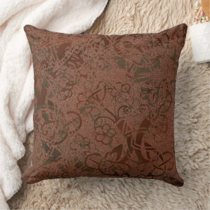 Celtic Green Rust Pattern Throw Pillow