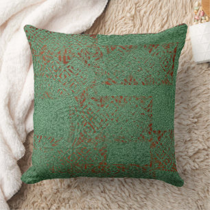 Celtic Green Rust Patterned Throw Pillow