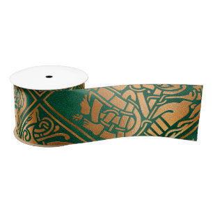 Celtic Green Tribal Art Satin Ribbon