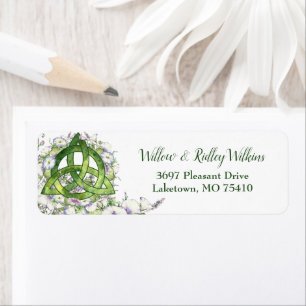 Celtic Green Triquetra Aquarelle Florale Adresse L