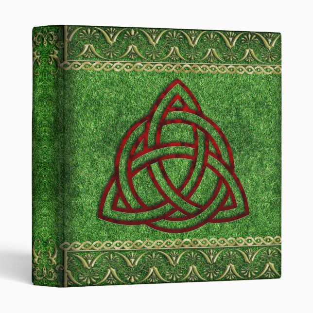Celtic Green Triquetra Livre d'ombres Classeur (Devant/Côté)