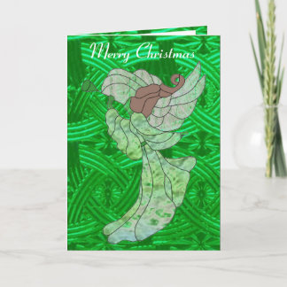 Celtic Guardian Angel in Stained Glass Holiday Card