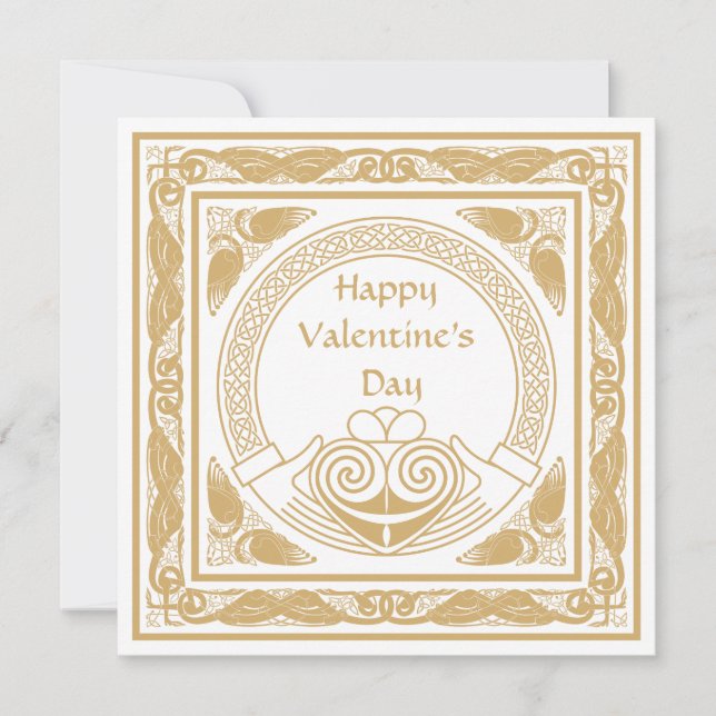 Celtic Happy Valentine's Day with Irish Claddagh Holiday Card (Front)