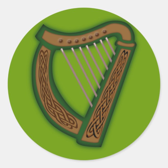 Celtic harp celtic harp classic round sticker (Front)