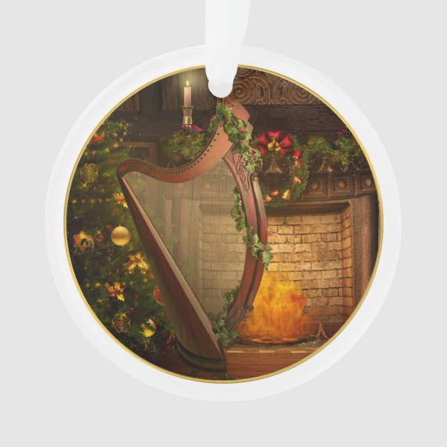 Celtic Harp Christmas Ornament (Front)