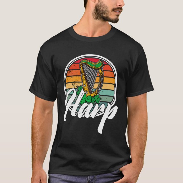 Celtic Harp Instrument Plucked String Harpist Musi T-Shirt (Front)