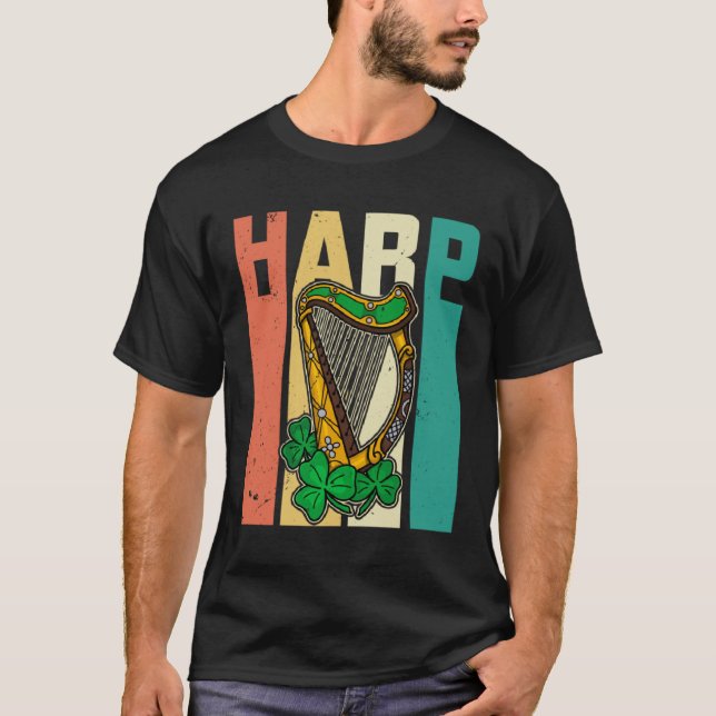 Celtic Harp Instrument Plucked String Harpist Musi T-Shirt (Front)
