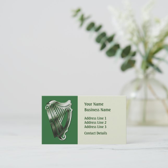 Celtic Harp Music Theme Bookmark or Business Card (Standing Front)