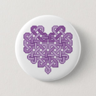 Celtic Heart Lilac Pin Button Badge