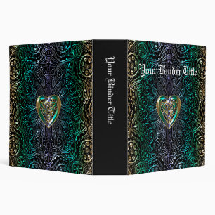 Celtic Heart Mandala In Green And Gold Binder