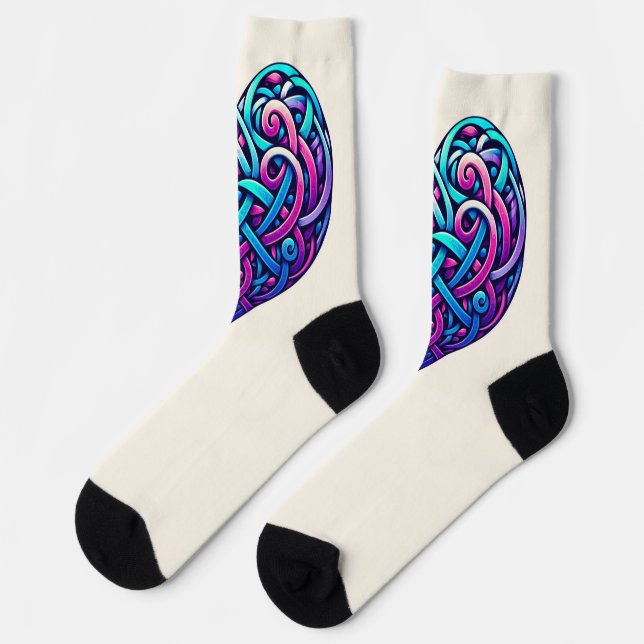 Celtic Heart w/ Cream Background Socks (Left)
