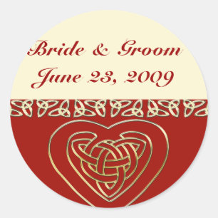 Celtic Heart Wedding Set Classic Round Sticker