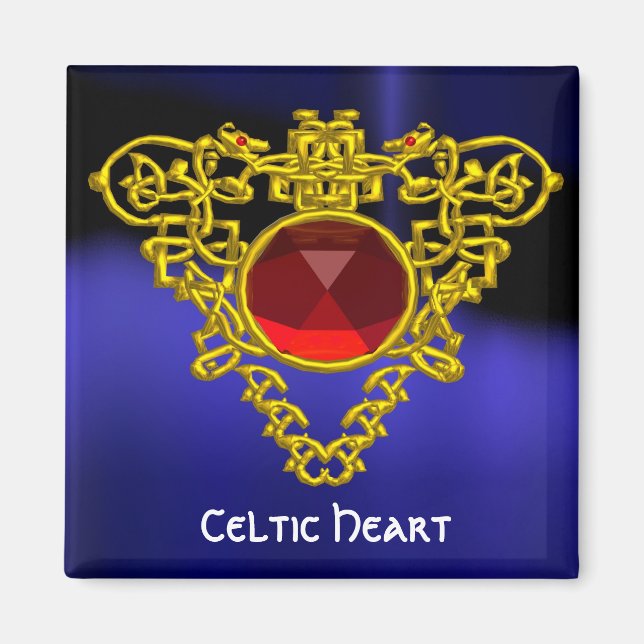 Celtic Heart with Red Ruby Magnet (Front)