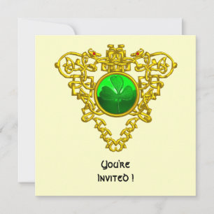CELTIC HEART WITH SHAMROCK ST PATRICK'S DAY PARTY INVITATION