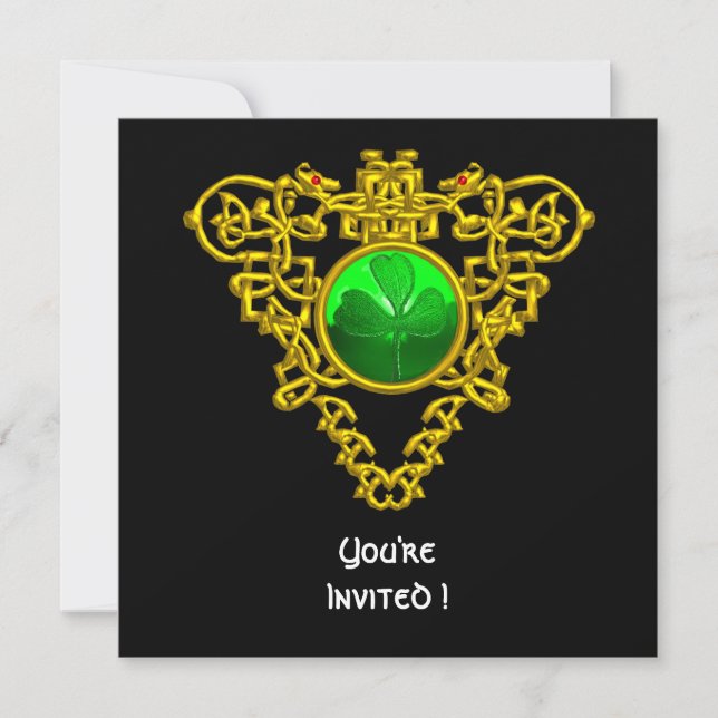 CELTIC HEART WITH SHAMROCK ST PATRICK'S DAY PARTY INVITATION (Front)