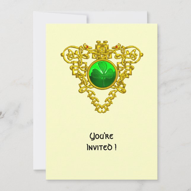 CELTIC HEART WITH SHAMROCK ST PATRICK'S DAY PARTY INVITATION (Front)