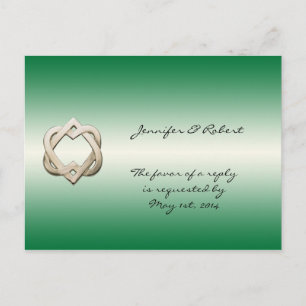 Celtic Hearts on Green Gradient RSVP Postcard