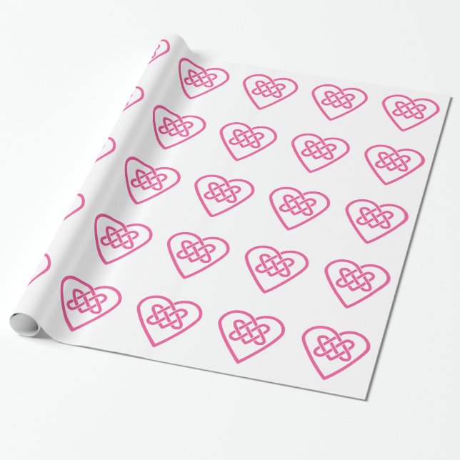 Celtic Hearts Wrapping Paper - White Background (Unrolled)