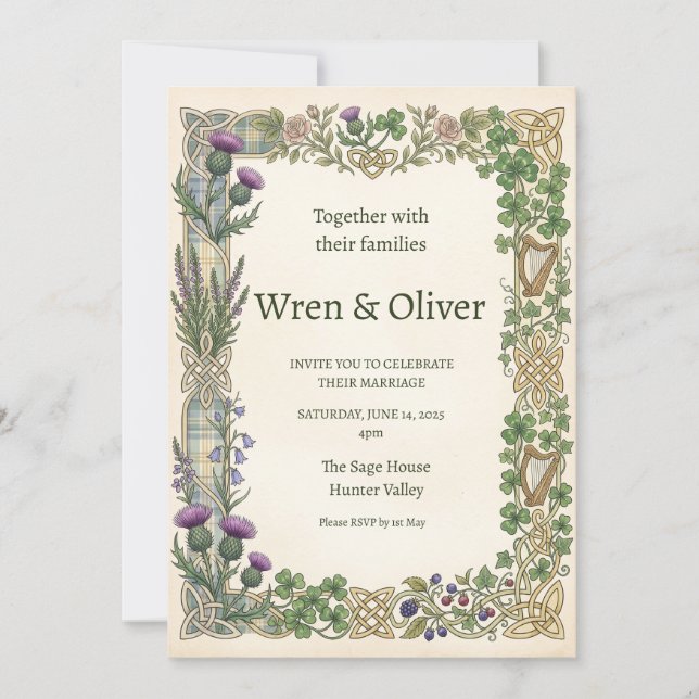 Celtic Heritage Wedding Invitation | Scottish This (Front)