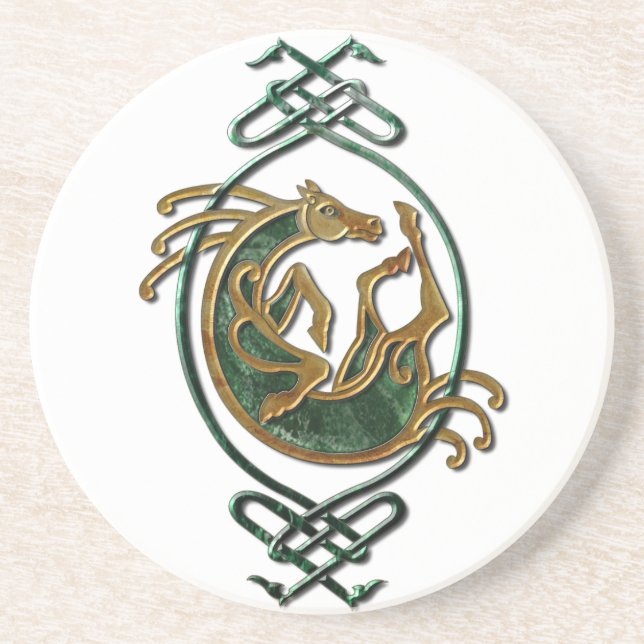 Celtic Horse Knotwork - Stone Coaster (Front)