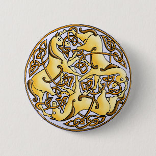 Celtic horses and knots in circle 2 inch round button