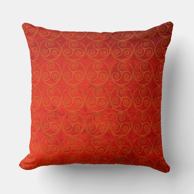 Celtic Icon On Old Red Velvet Effect Background Throw Pillow (Front)
