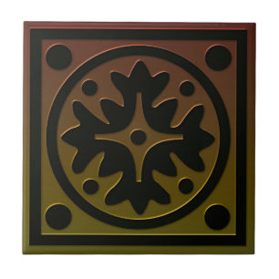 Celtic Inspired Tile # 1 in bronze and green tones
