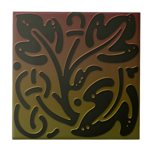 Celtic Inspired Tile # 3 in bronze and green tones