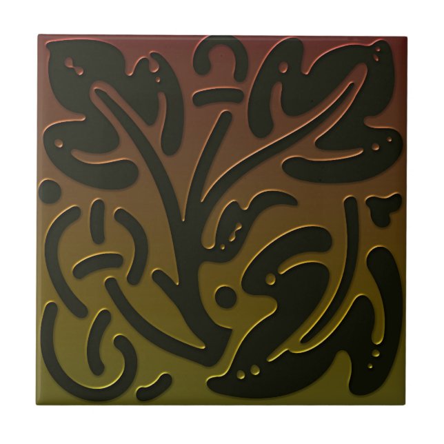 Celtic Inspired Tile # 3 in bronze and green tones (Front)