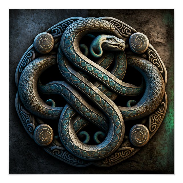 Celtic Intertwined Snakes Ornament Poster (Front)