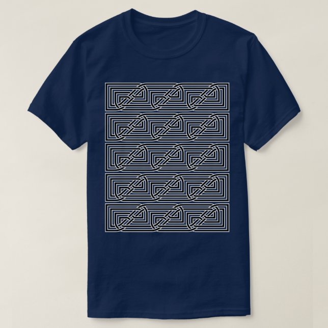 Celtic Interwoven Rectangular Knot Pattern T-Shirt (Design Front)