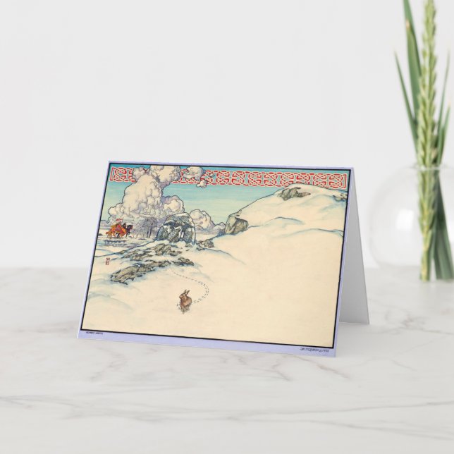 Celtic Irish Christmas Card Winter Rabbit (Front)