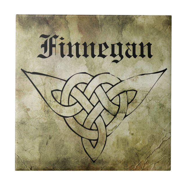 celtic irish symbolic surname linocut tile (Front)