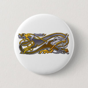 Celtic Knot 2 dogs – gold and silver Inch Round Button