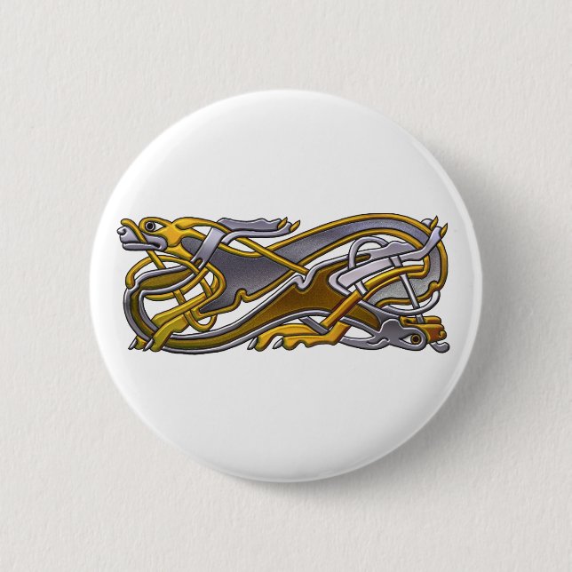 Celtic Knot 2 dogs – gold and silver Inch Round Button (Front)