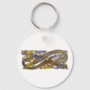 Celtic Knot 2 dogs – gold and silver Keychain
