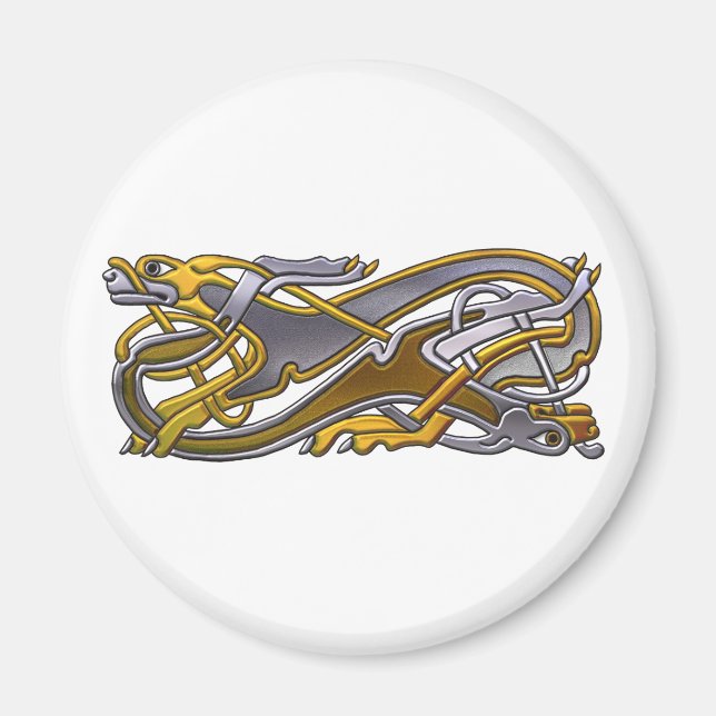 Celtic Knot 2 dogs – gold and silver Magnet (Front)