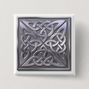 Celtic Knot 4 square-silver 2 Inch Square Button