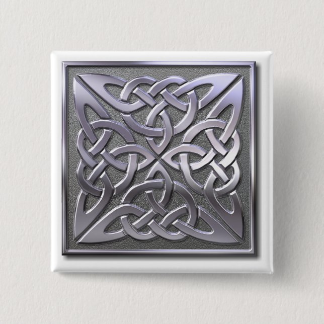Celtic Knot 4 square-silver 2 Inch Square Button (Front)