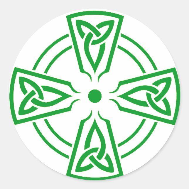 Celtic Knot 5 Green Classic Round Sticker (Front)