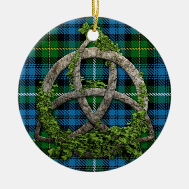 Celtic Knot And Clan Campbell of Argyll Tartan Ceramic Ornament (Front)