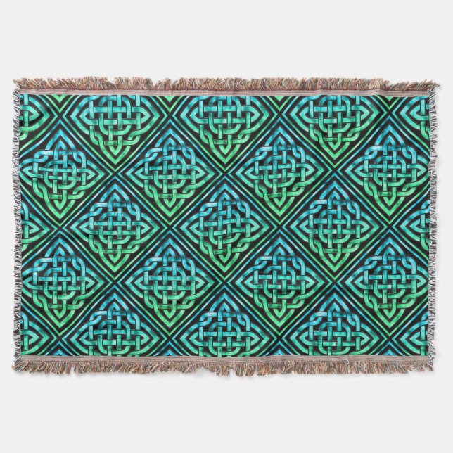 Celtic Knot - Blue Green Throw Blanket (Front)