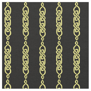 Celtic knot, braid, gold stripe on black fabric