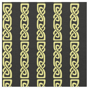 Celtic knot, braid, gold stripe on black fabric