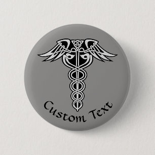 Celtic Knot Caduceus 2 Inch Round Button